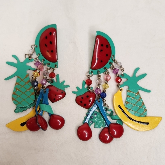 Tropical fruit lunch earrings - Picture 2 of 5